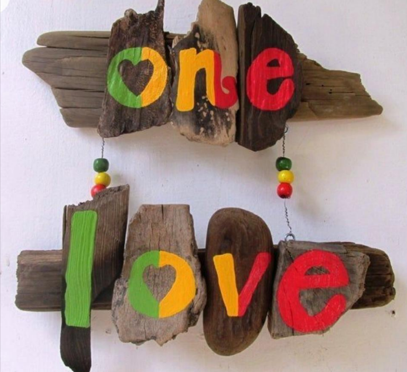 Handcrafted Driftwood "One Love" Wall Ornament