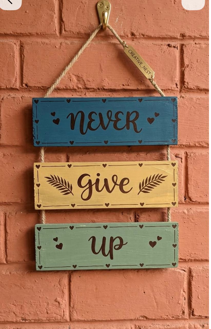 Tri-Color "Never Give Up" Motivational Plaque