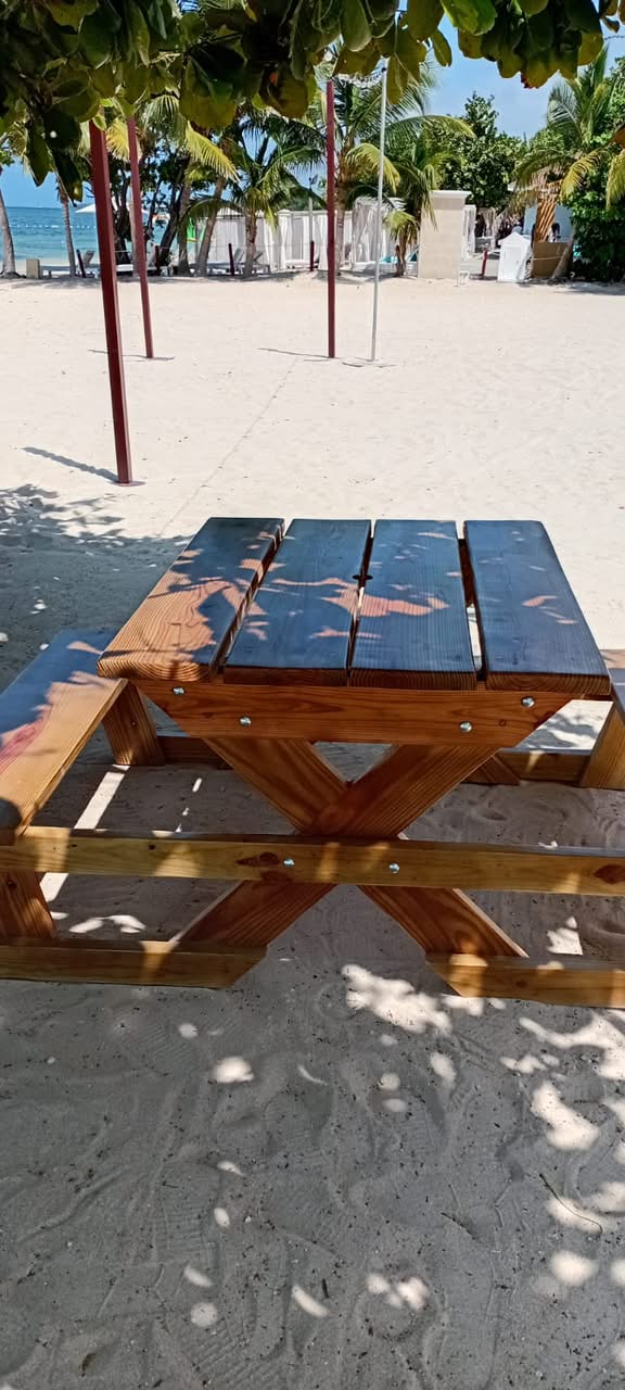 Outdoor A-Frame Picnic Table with Attached Benches