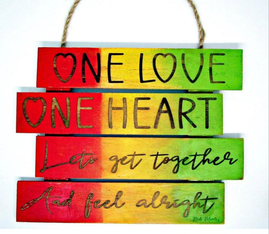 Reggae Gradient "One Love" Lyric Wall Hanging